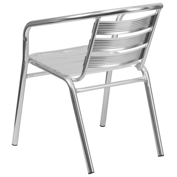 Nice Heavy Duty Commercial Aluminum Indoor-Outdoor Restaurant Stack Chair w/ Triple Slat Back Textured Seat ensures safe seating patio chairs near  Winter Park at Capital Office Furniture