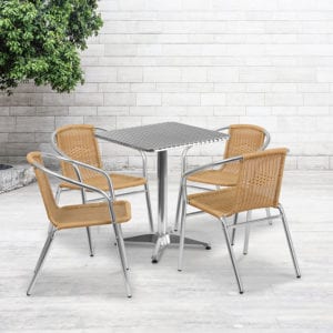 Buy Table and Chair Set 23.5SQ Aluminum Table/4 Chairs in  Orlando at Capital Office Furniture