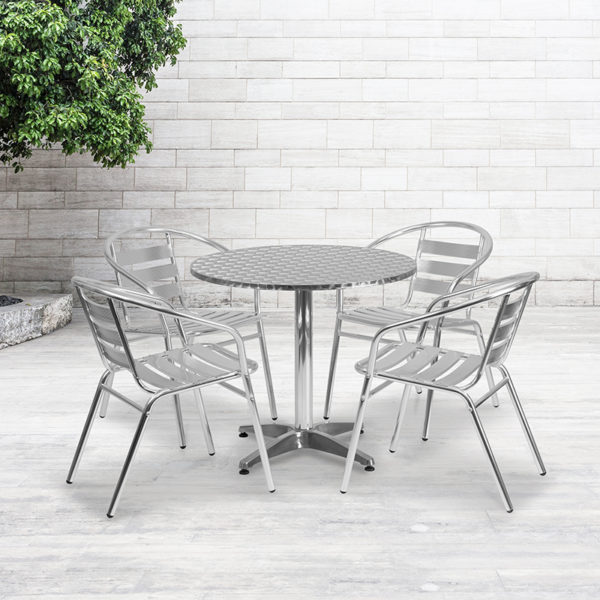 Buy Table and Chair Set 31.5RD Aluminum Table Set near  Bay Lake at Capital Office Furniture
