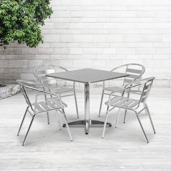 Buy Table and Chair Set 31.5SQ Aluminum Table Set near  Winter Garden at Capital Office Furniture