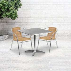 Buy Table and Chair Set 31.5SQ Aluminum Table/2 Chairs in  Orlando at Capital Office Furniture