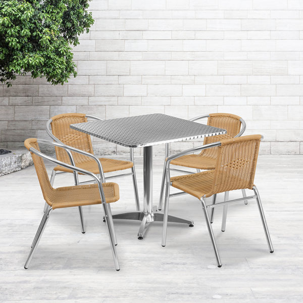 Buy Table and Chair Set 31.5SQ Aluminum Table/4 Chairs near  Altamonte Springs at Capital Office Furniture