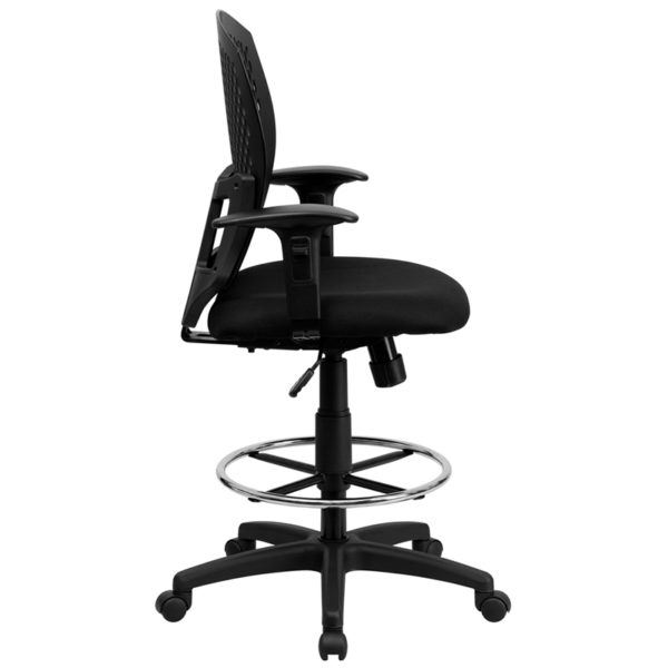 Nice Mid-Back Designer Back Drafting Chair w/ Fabric Seat & Adjustable Arms Locking Back Angle Adjustment helps reduce disc pressure by changing the angle of your torso office chairs near  Kissimmee at Capital Office Furniture