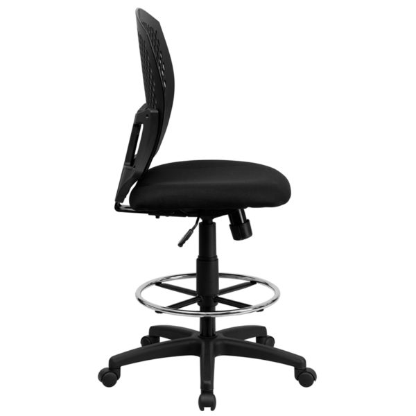 Nice Mid-Back Designer Back Drafting Chair w/ Fabric Seat Locking Back Angle Adjustment helps reduce disc pressure by changing the angle of your torso office chairs near  Kissimmee at Capital Office Furniture