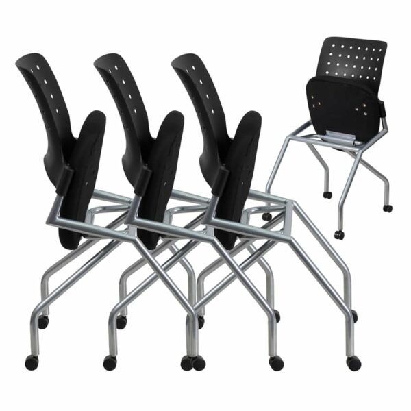 Nice Galaxy Mobile Nesting Chair w/ Fabric Seat Black Fabric Padded Flip-Up Seat office guest and reception chairs in  Orlando at Capital Office Furniture
