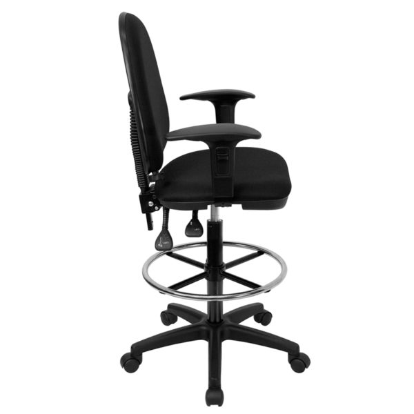 Nice Mid-Back Fabric Multifunction Ergonomic Drafting Chair w/ Adjustable Lumbar Support & Adjustable Arms Double Paddle Control Mechanism office chairs near  Daytona Beach at Capital Office Furniture