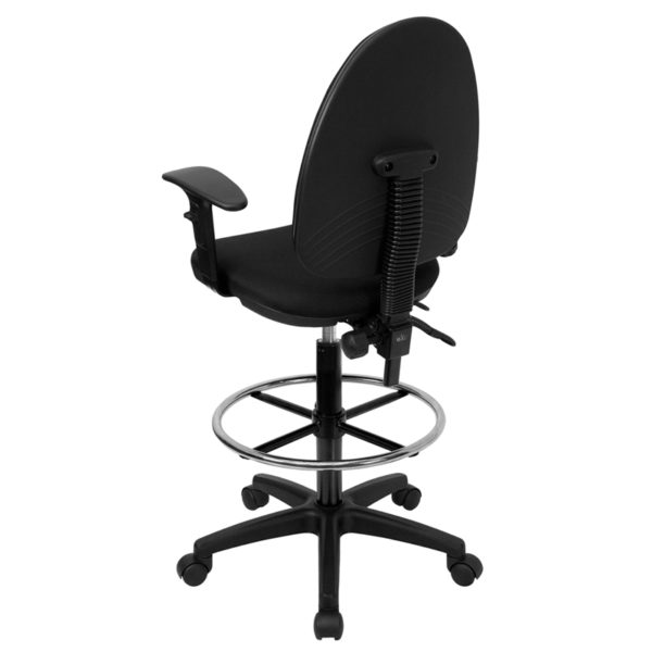 Shop for Black Fabric Draft Chair w/Armw/ Mid-Back Design near  Saint Cloud at Capital Office Furniture