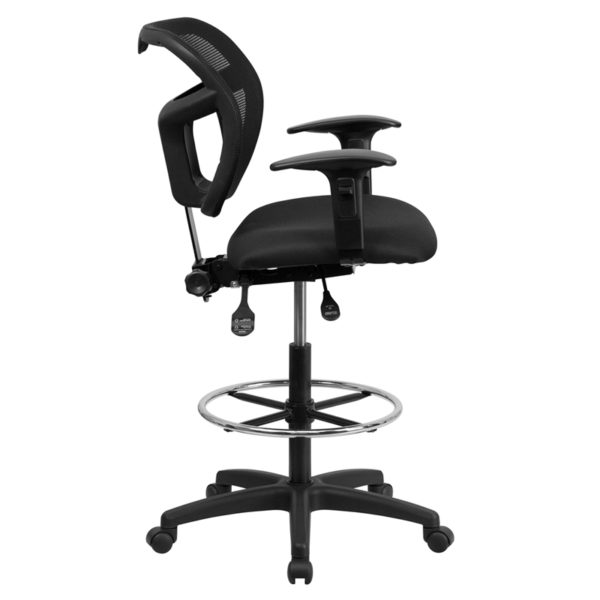 Nice Mid-Back Mesh Drafting Chair w/ Back Height Adjustment & Adjustable Arms Built-In Lumbar Support office chairs near  Winter Springs at Capital Office Furniture