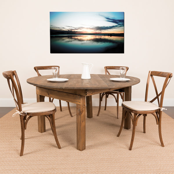 Buy Round dining table made from solid pinewood construction finished in a beautiful rustic stain 60" RD Farm Dining Table near  Casselberry at Capital Office Furniture