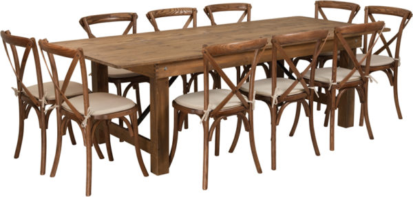 Buy Farm Table and Chair Set 8'x40" Farm Table/10 Chair Set near  Daytona Beach at Capital Office Furniture