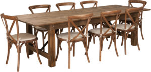 Buy Farm Table and Chair Set 9'x40" Farm Table/8 Chair Set in  Orlando at Capital Office Furniture