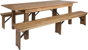 Buy Farmhouse Dining Table Set in Antique Rustic White Stain Finish 8'x40" Farm Table/2 Bench Set near  Lake Buena Vista at Capital Office Furniture
