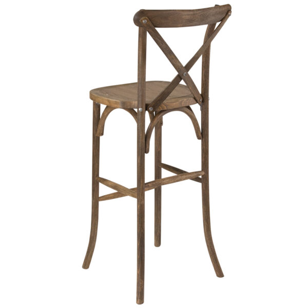 Nice HERCULES Series Antique Wood Cross Back Barstool Dark Antique Finish cross back chairs near  Clermont at Capital Office Furniture