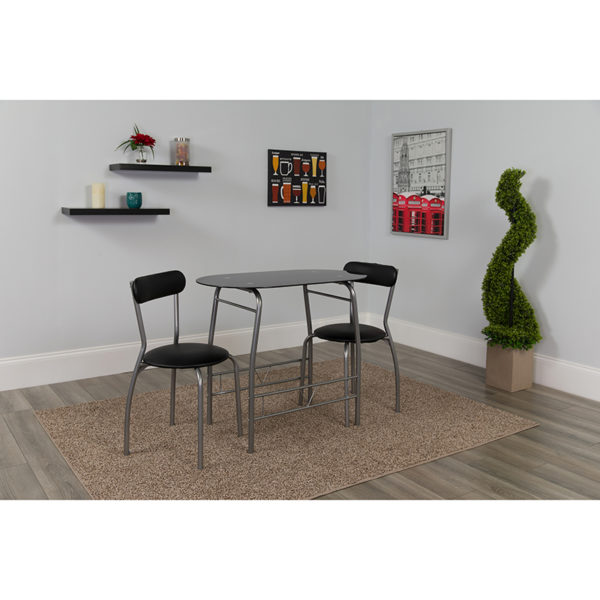 Buy Table and Chair Set 3PC Black Glass Bistro near  Apopka at Capital Office Furniture