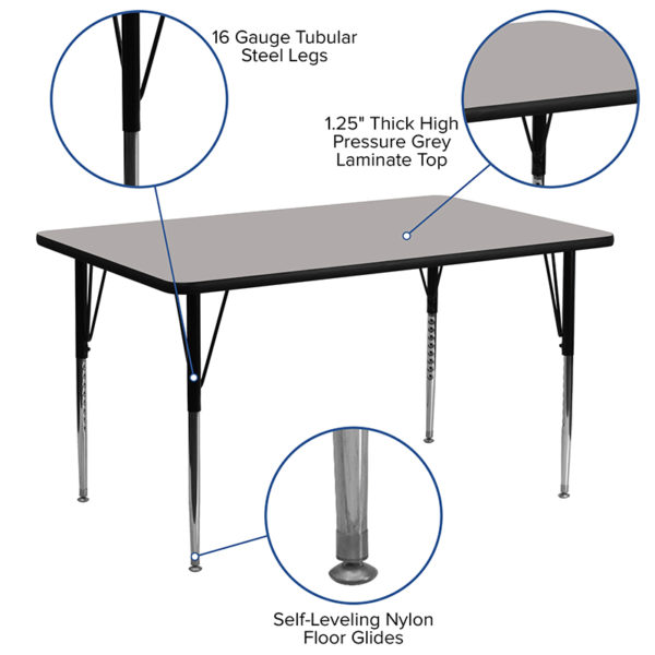 Nice 24in.W x 60in.L Rectangular HP Laminate Activity Table - Standard Height Adjustable Legs Legs Adjust in 1" Increments activity tables near  Winter Springs at Capital Office Furniture