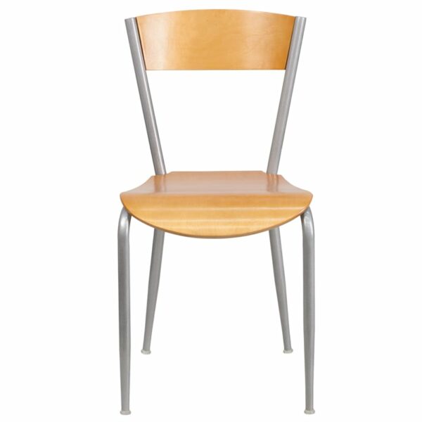 Nice Invincible Series Metal Restaurant Chair - Wood Back & Seat Natural Finished Wood Seat restaurant seating near  Leesburg