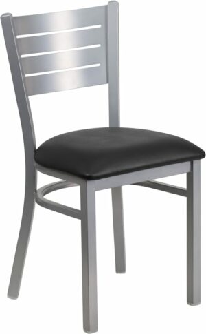 Buy Metal Dining Chair Silver Slat Chair-Black Seat near  Casselberry