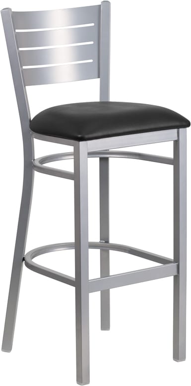 Buy Metal Dining Bar Stool Silver Slat Stool-Black Seat in  Orlando