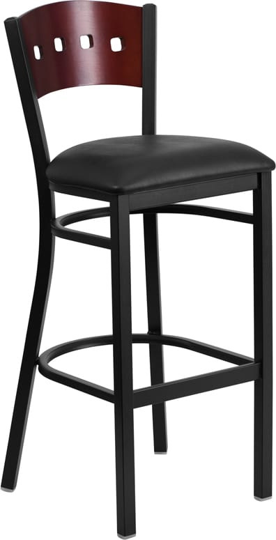 Buy Metal Dining Bar Stool Bk/Mah 4 Sqr Stool-Black Seat in  Orlando