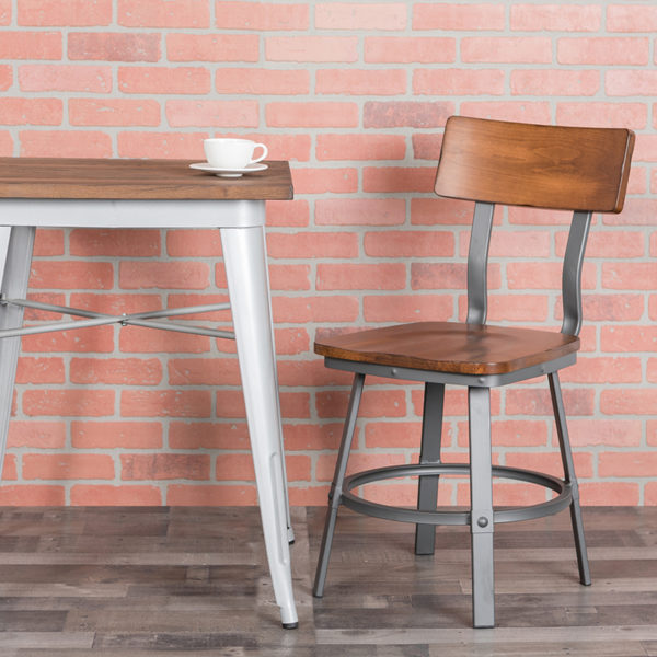 Buy Metal Dining Chair Walnut/Gray Metal Chair near  Clermont