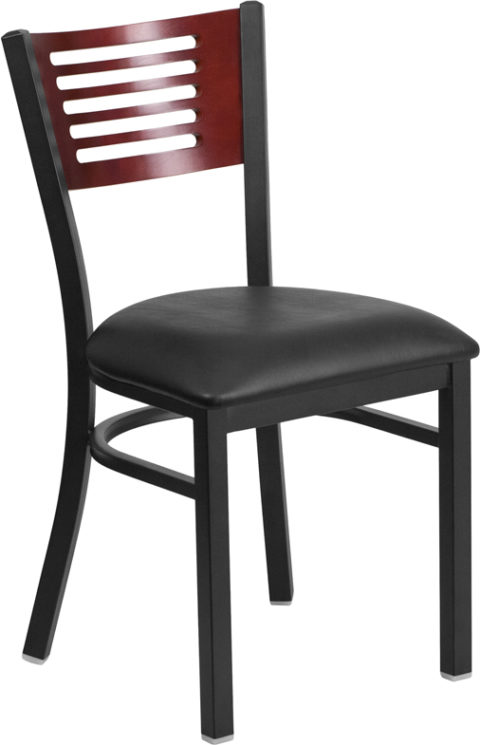 Buy Metal Dining Chair Bk/Mah Slat Chair-Black Seat in  Orlando