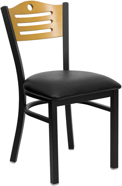 Buy Metal Dining Chair Bk/Nat Slat Chair-Black Seat near  Daytona Beach