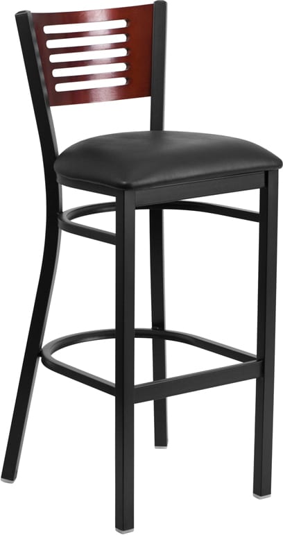 Buy Metal Dining Bar Stool Bk/Mah Slat Stool-Black Seat in  Orlando