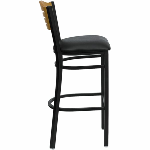 Shop for Bk/Nat Slat Stool-Black Seatw/ Natural Wood Slat Back Design in  Orlando