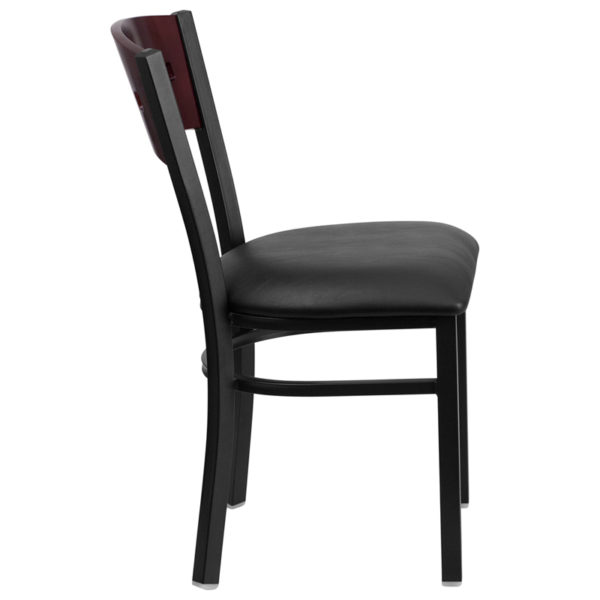 Shop for Bk/Mah 4 Sqr Chair-Black Seatw/ Mahogany Wood Designer Back - 4 Square Cutout near  Winter Garden