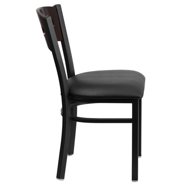 Shop for Bk/Wal 3 Circ Chair-Black Seatw/ Walnut Wood Designer Back - 3 Circle Cutout near  Apopka