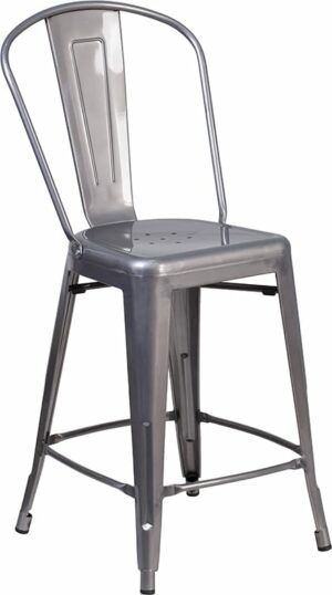 Buy Bistro Style Counter Stool 24" Clear Metal Indoor Stool in  Orlando