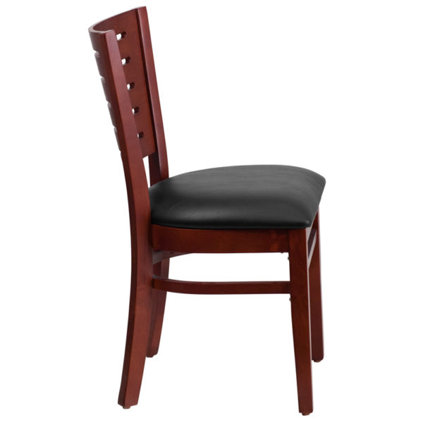 Shop for Mahogany Wood Chair-Blk Vinylw/ Slat Back Design near  Winter Garden