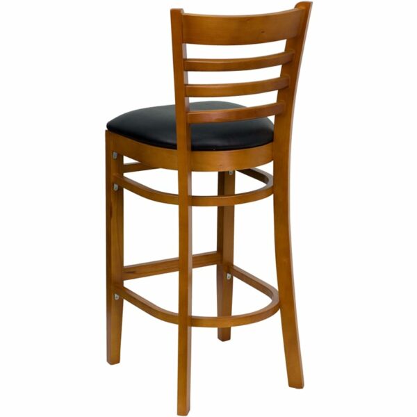 Shop for Cherry Wood Stool-Blk Vinylw/ Ladder Back Design near  Clermont