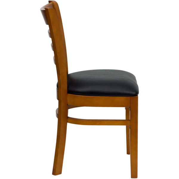 Shop for Cherry Wood Chair-Blk Vinylw/ Ladder Back Design near  Lake Buena Vista