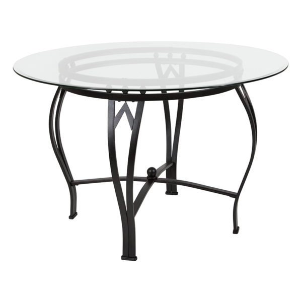 Buy Contemporary Style 45RD Glass Table/Black Frame near  Sanford at Capital Office Furniture