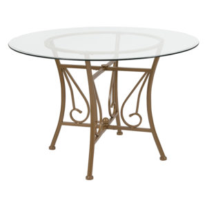 Buy Contemporary Style 45RD Glass Table/Gold Frame near  Oviedo at Capital Office Furniture