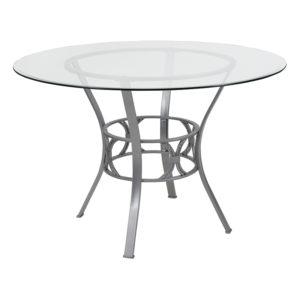 Buy Contemporary Style 45RD Glass Table/Silver Frame in  Orlando at Capital Office Furniture