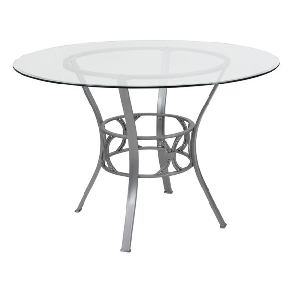 Buy Contemporary Style 45RD Glass Table/Silver Frame near  Clermont at Capital Office Furniture