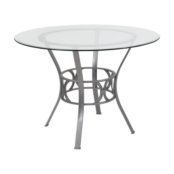 Buy Contemporary Style 42RD Glass Table/Silver Frame near  Daytona Beach at Capital Office Furniture