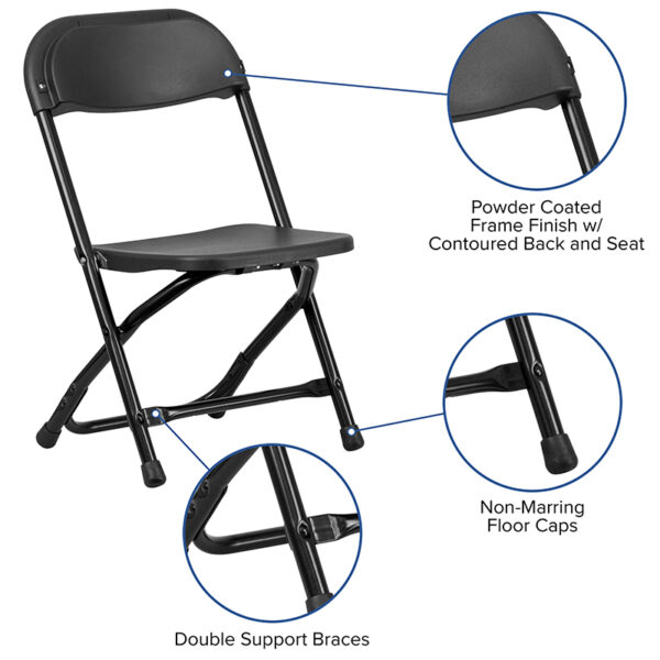 Nice Kids Plastic Folding Chair Ergonomically Contoured Design with Black Plastic Back and Seat folding chairs near  Leesburg at Capital Office Furniture
