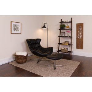 Buy Chair and Ottoman Set Black Leather Cocoon Chair near  Lake Buena Vista at Capital Office Furniture