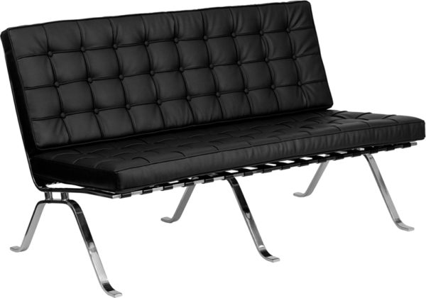 Buy Vintage Inspired Style Black Leather Loveseat in  Orlando at Capital Office Furniture