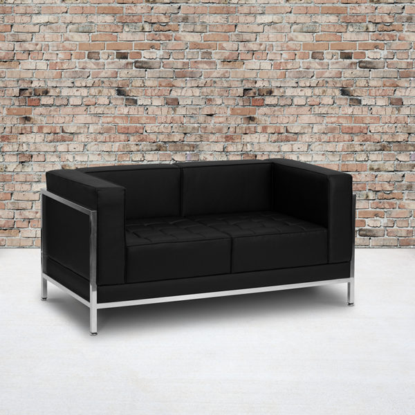 Buy Modular Loveseat Black Leather Loveseat near  Windermere at Capital Office Furniture