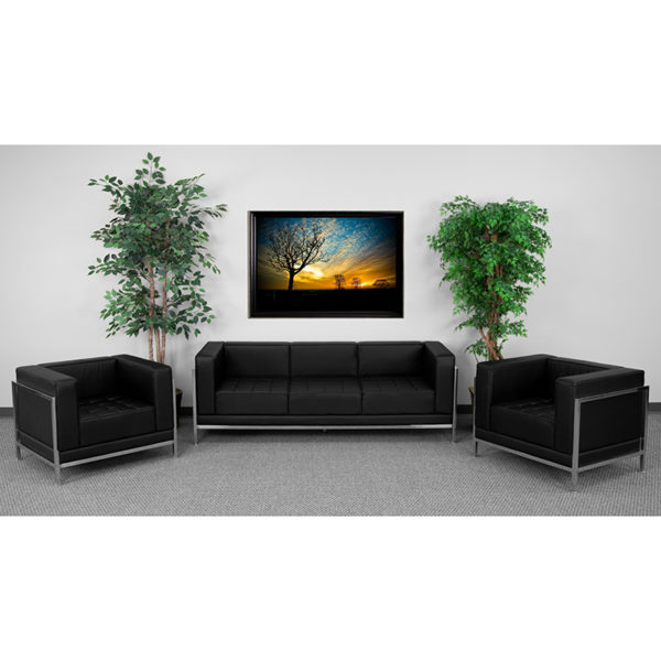 Buy Contemporary Reception Set Black Leather Lounge Set