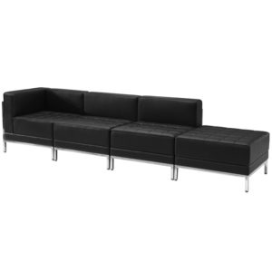 Buy Contemporary Reception Set Black Leather Lounge Set