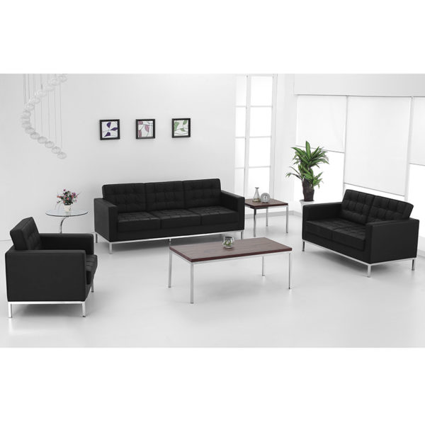 Buy Contemporary Style Black Leather Loveseat near  Daytona Beach at Capital Office Furniture