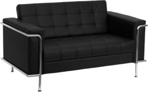 Buy Contemporary Style Black Leather Loveseat near  Kissimmee at Capital Office Furniture