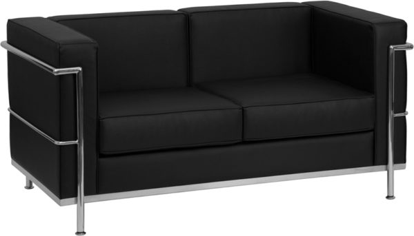 Buy Contemporary Style Black Leather Loveseat near  Windermere at Capital Office Furniture