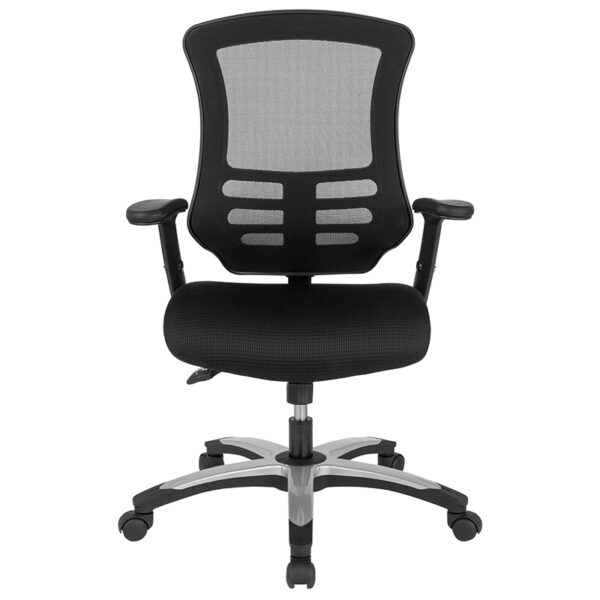 New office chairs in black w/ Back Height Adjustment Knob positions the lumbar support to reduce back pain at Capital Office Furniture near  Bay Lake