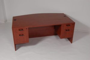 71x36 bow front laminate desk with 2 hanging box/file pedestals at Capital Office Furniture